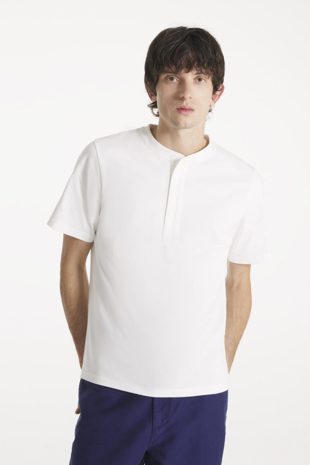 TRENOR - T-SHIRT COL TUNISIEN - M, ECRU