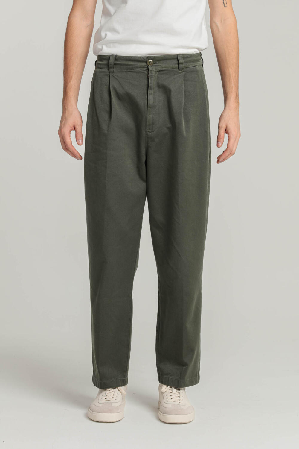 Pitt - Wide-leg gabardine pants - XS, GREEN