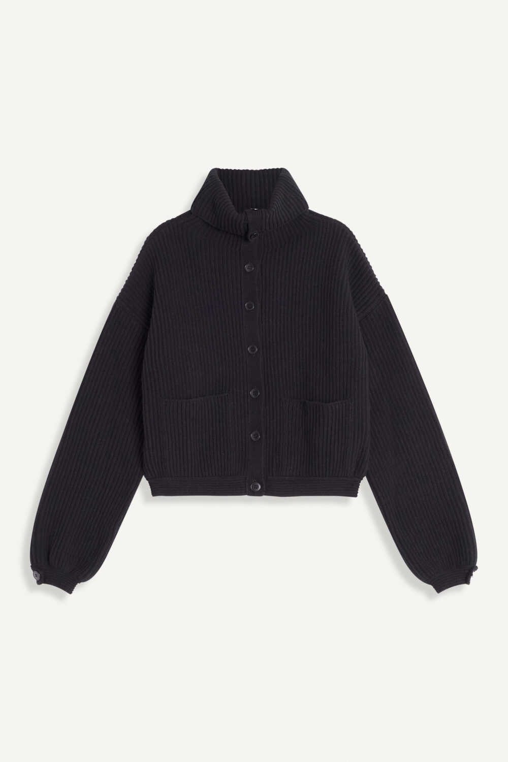 GINA - WOOL CARDIGAN - L, BLACK