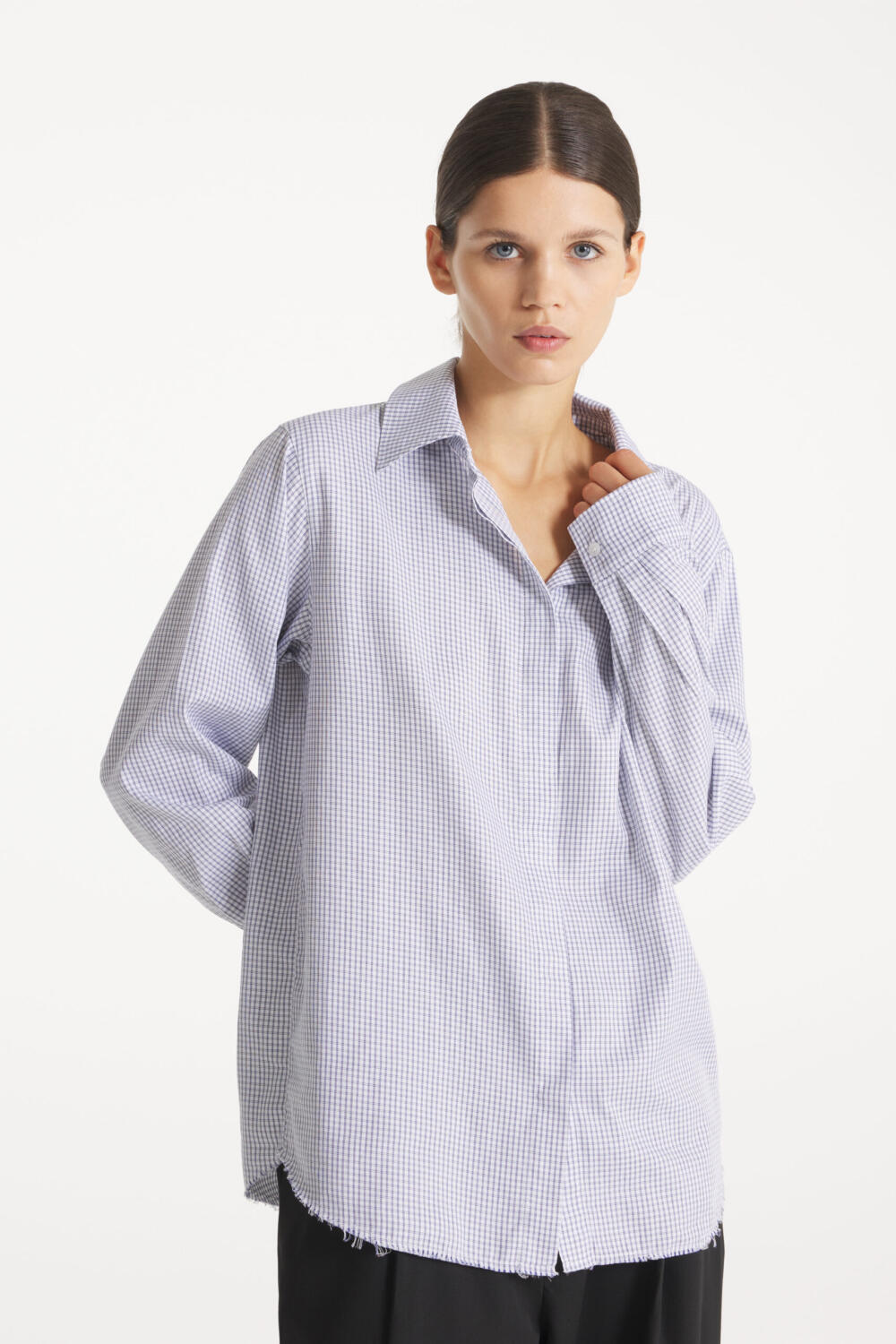 CASTILLE - CHEMISE À BORD BRUT - 34, white-blue