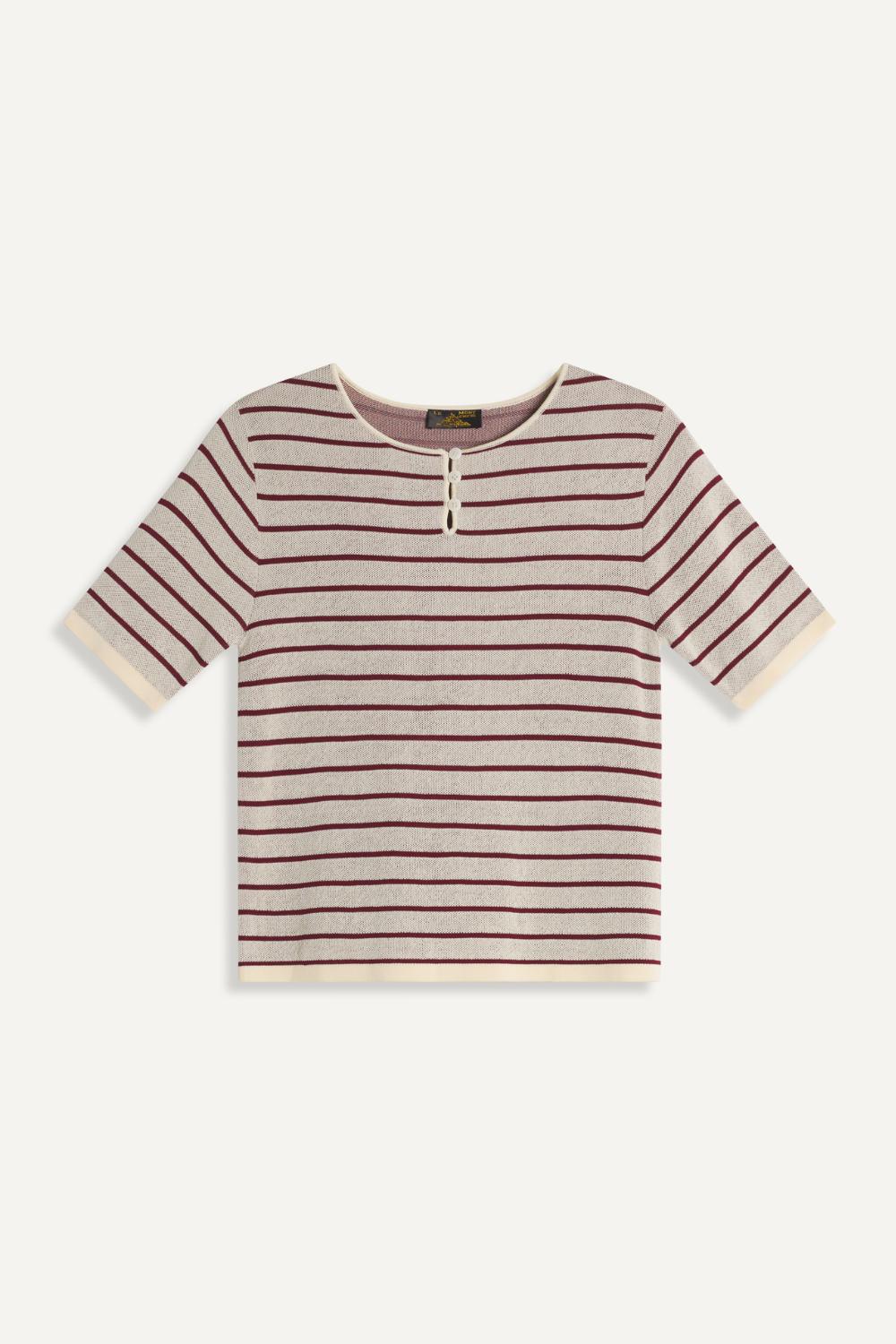 SYBIL - PULLS À RAYURES - L, offwhite burgundy