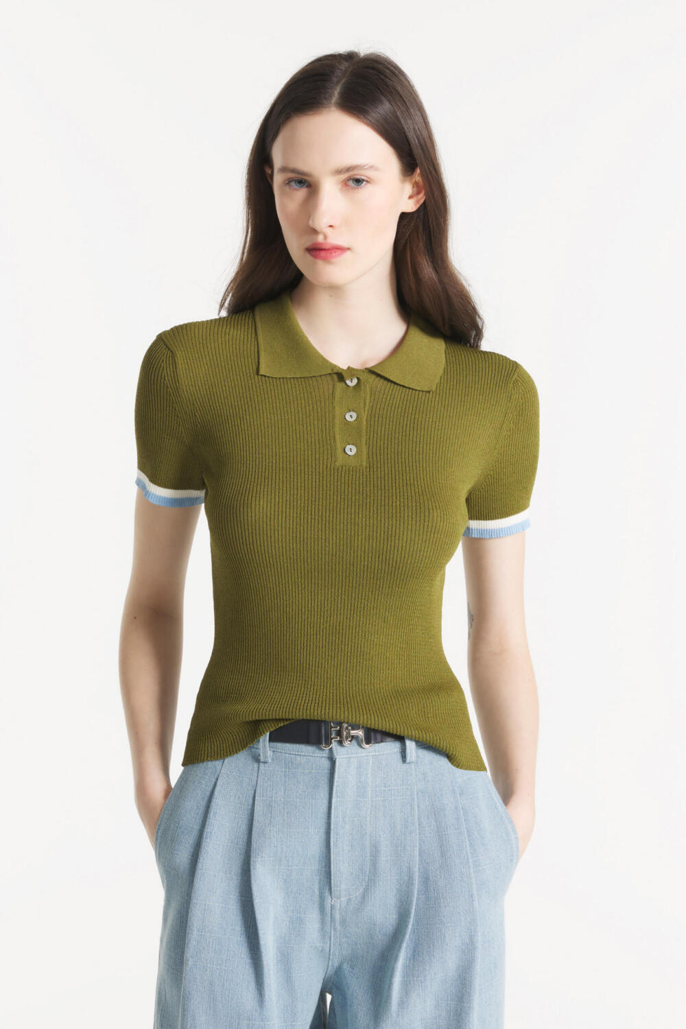 SELASTE - POLO TRICOTÉ - S, KAKI