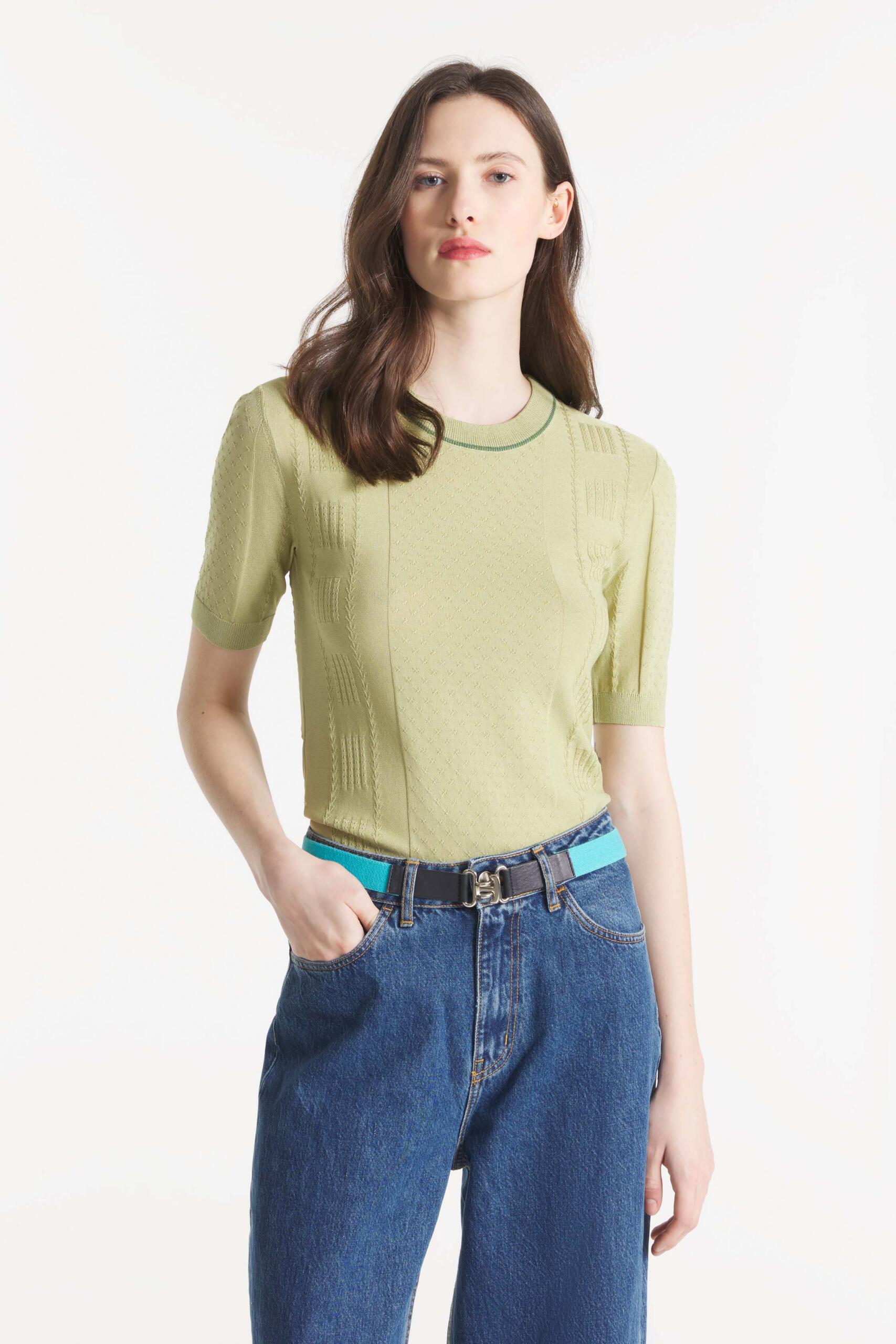 SHANON - TOP EN MAILLE FINE - XXL, VERT