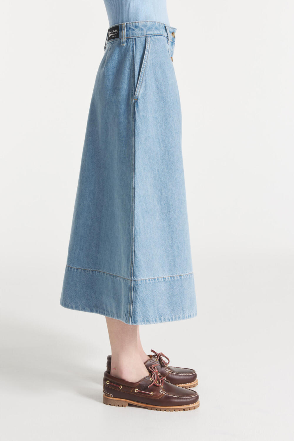 JABILA - JUPE EN CHAMBRAY - 38, BLEU