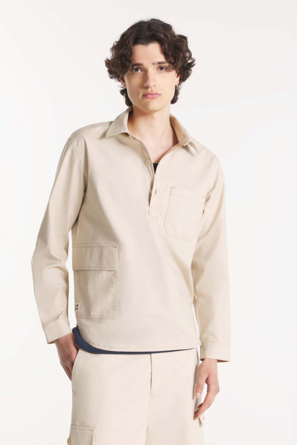 CAJUN - LINEN SHIRT - L, BEIGE