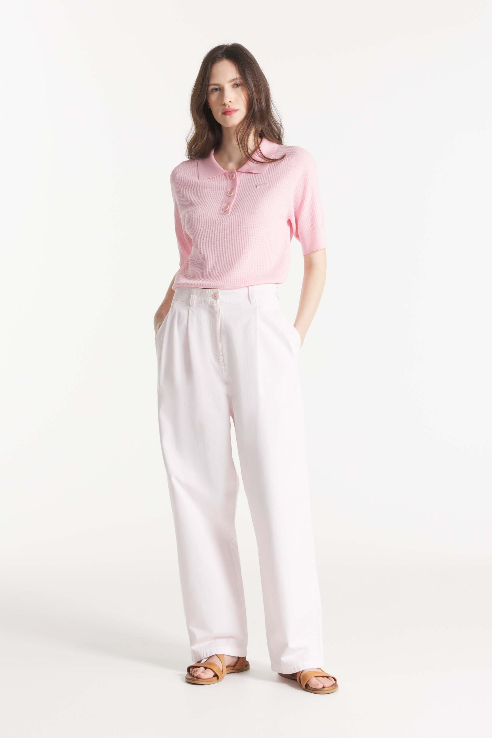 SERDANE - KNITTED POLO SHIRT - M, PINK